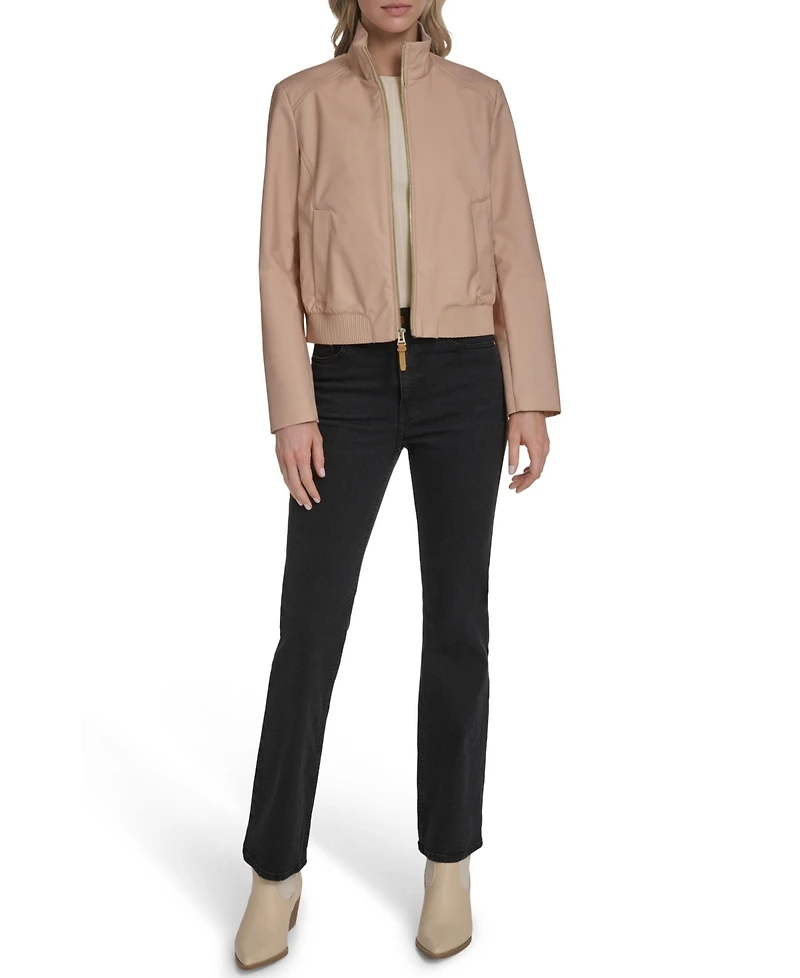 Cole Haan Women's Pinstripe Rain Bomber Jacket