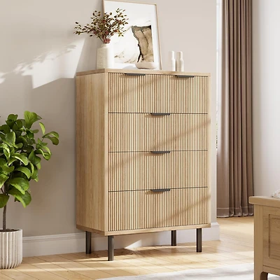 Gaomon Wave Fluted 5-Drawer Tall Wood Dresser with Wide Storage, Deep Drawers & Organizer Design for Bedroom or Nursery