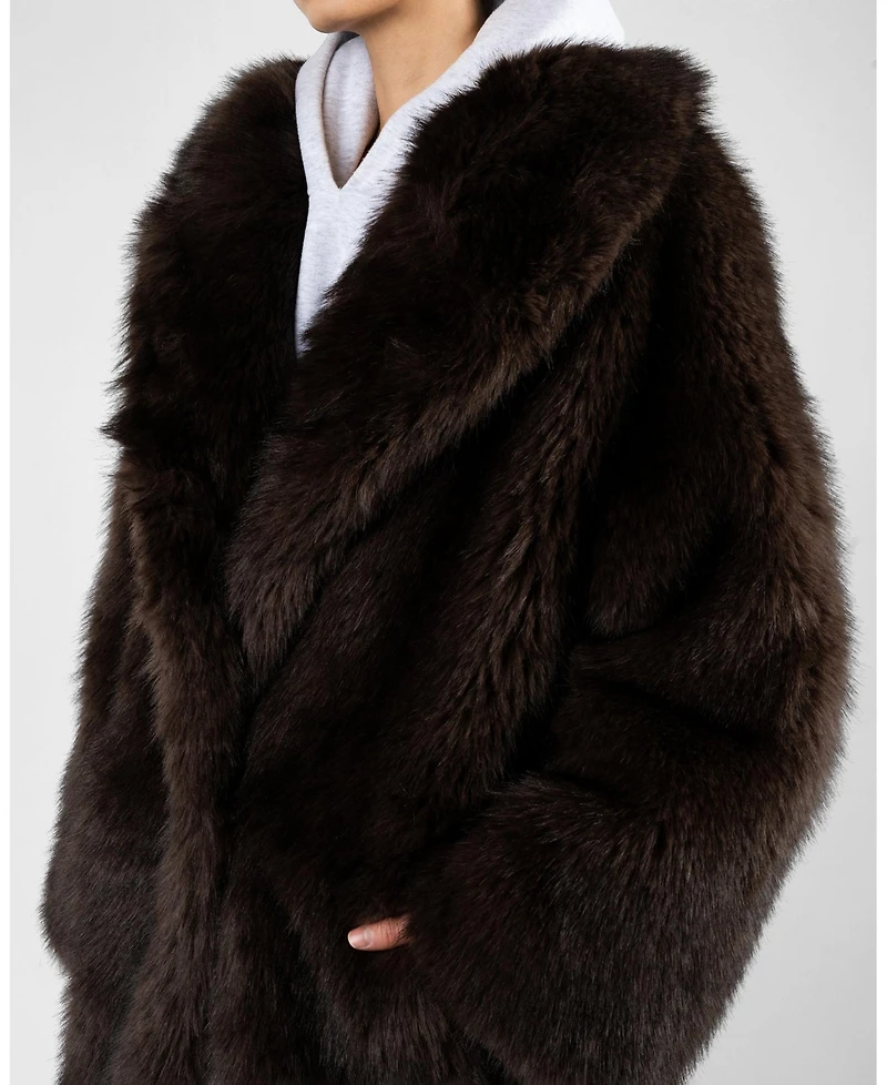 WeWoreWhat Women's Long Faux Fur Jacket