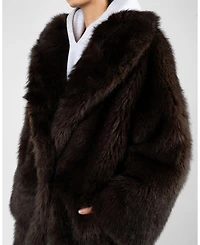 WeWoreWhat Women's Long Faux Fur Jacket