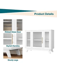 gaomon 36" Sideboard Buffet Cabinet with storage, farmhouse style, glass doors and adjustable shelves for dining room or living