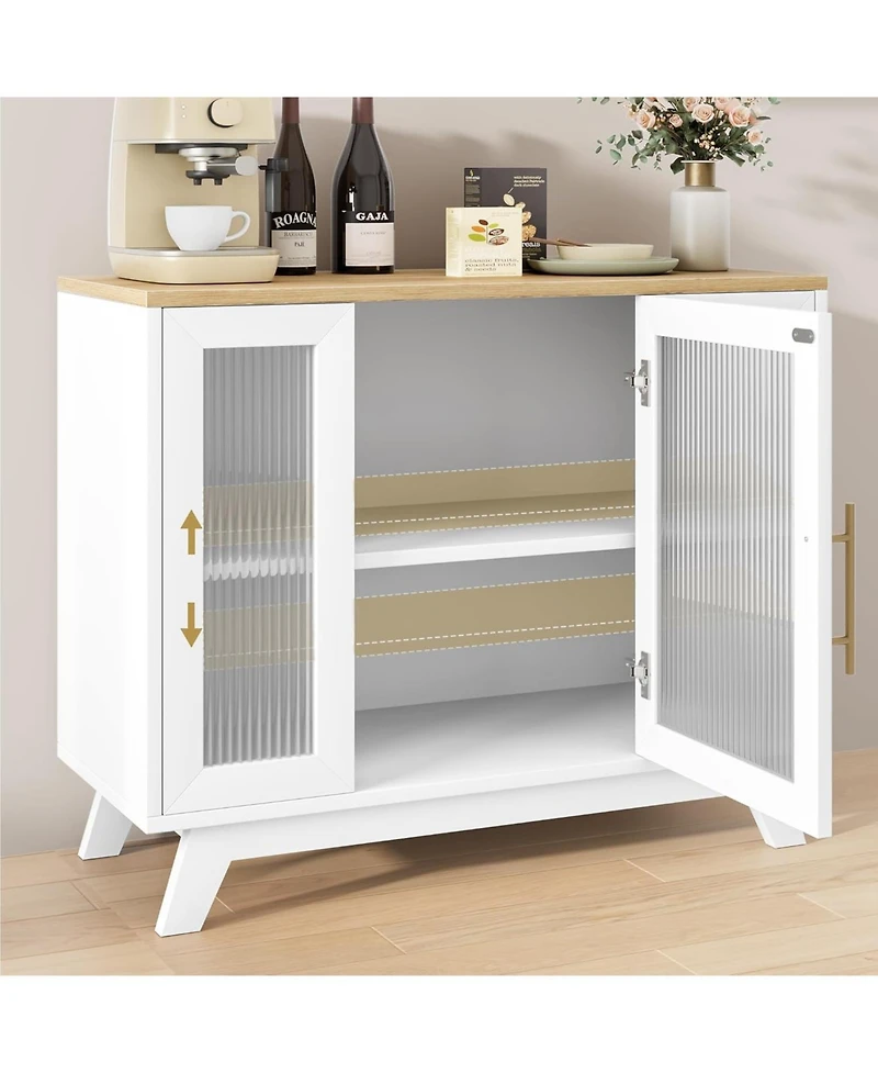 gaomon 36" Sideboard Buffet Cabinet with storage, farmhouse style, glass doors and adjustable shelves for dining room or living room