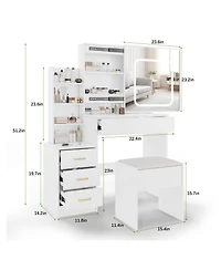 Gaomon Vanity Desk Mirror and Led Lights - Makeup Vanity Desk for Bedrooms, Apartments