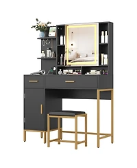 Gaomon Makeup Vanity Desk with Led Lighted Mirror and Charging Station