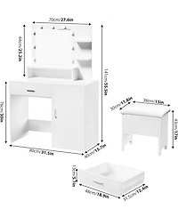 Gaomon Vanity Desk Mirror Lights Makeup Vanity Table for Bedrooms, Apartments, Easy to Assemble