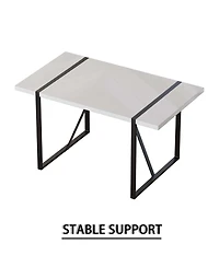 Streamdale Furniture 55" Modern Rural Industrial White Dining Table with Black Metal Legs