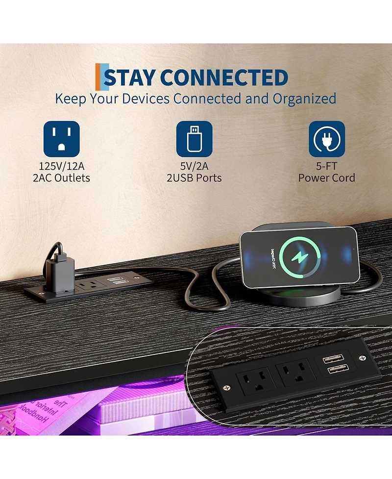 gaomon Long Dresser for Bedroom with 10 Fabric Drawers, Entertainment Center Tv Stand 65"-75"