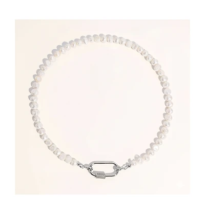 Joey Baby Freshwater Pearl Necklace with Silver Carabiner Clasp