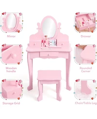 gaomon Kids Vanity Set with Mirror and Stool