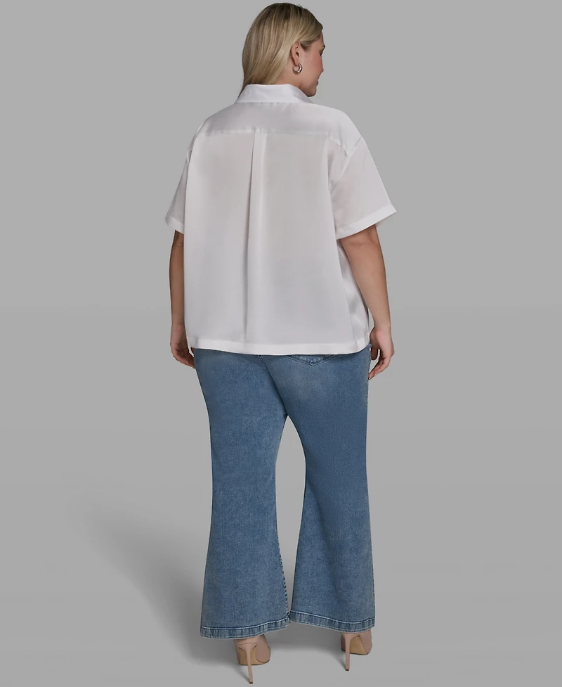 Karl Lagerfeld Paris Plus Floral Print Collared Shirt