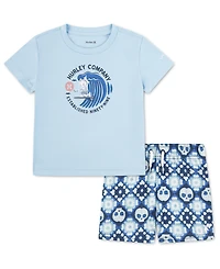 Hurley Boys 4-7 Crochet Skull Swim T-Shirt and Shorts, 2-Piece Set