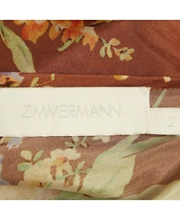 Pre-Owned Zimmermann Womens Brown Floral Print Silk Belted Zinnia Dress