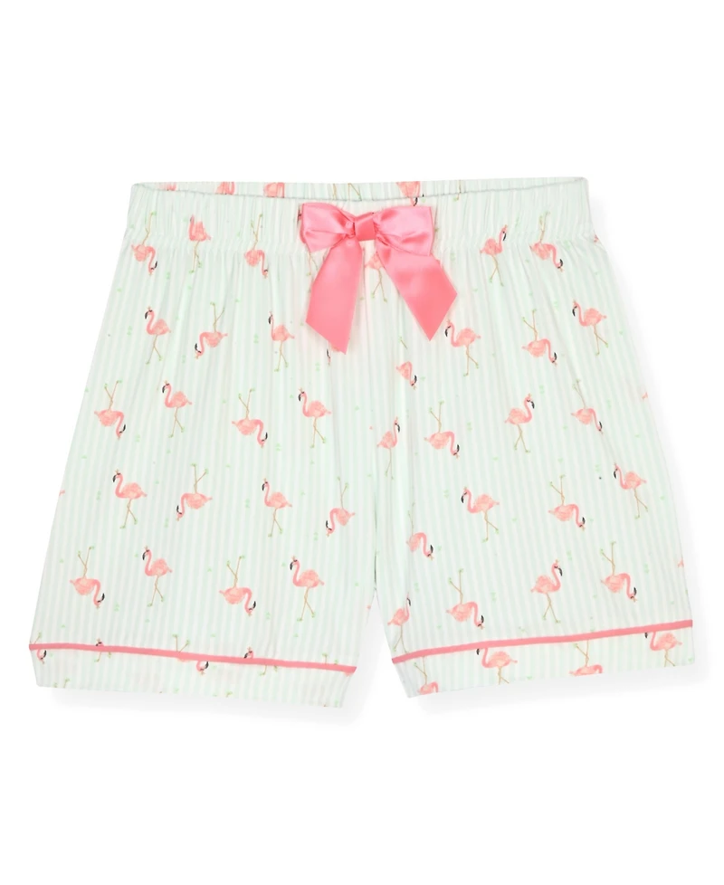 Max & Olivia Girls' 7-16 Flamingo Print Top, Short Pants Scrunchie, 3-Piece Set