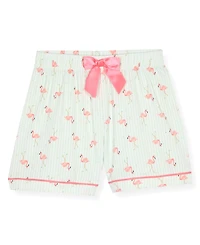 Max & Olivia Girls' 7-16 Flamingo Print Top, Short Pants Scrunchie, 3-Piece Set