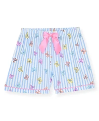 Max & Olivia Girls' 6X-14 Stripe Bow Top, Short Pants Scrunchie, 3-Piece Set