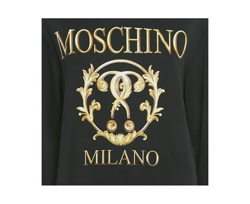 Pre-Owned Moschino Womens Couture Black Logo Print Cotton Oversized Hoodie