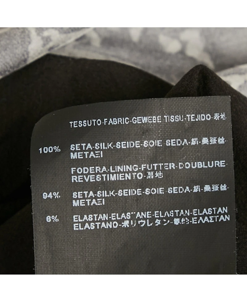 Pre-Owned Balenciaga Women's Black Printed Silk Plunge Neck Mini Dress