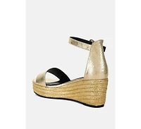 London Rag Utah Faux Leather Snake Wedge Espadrilles Women