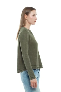 Wilt Women's Long Sleeve Henley Mock Tee
