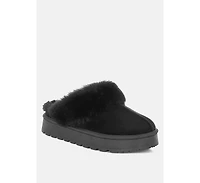 London Rag Women's Portho Faux Fur Slip Flat