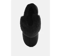 London Rag Women's Portho Faux Fur Slip Flat