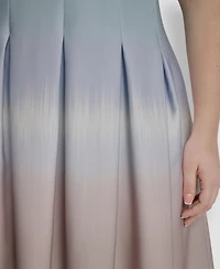 Dkny Plus Pleated Jewel Neck Sleeveless Midi Dress