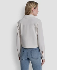 Dkny Women's Collared Twill Trucker Jacket