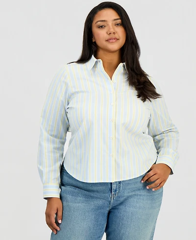 On 34th Trendy Plus Tie-Back Button-Front Shirt, Macy's Exclusive