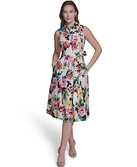 Calvin Klein Women's Floral A-Line Midi Dress