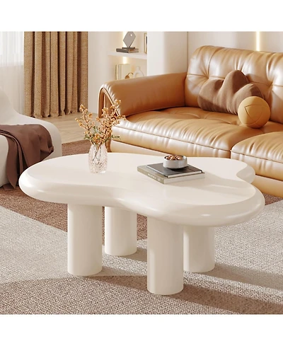 Tribesigns 46.4" White Cloud Coffee Table, Irregular Center Tea Table