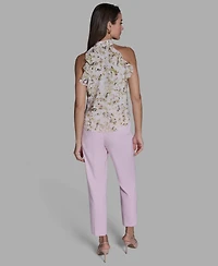 Bcbg Women's Printed Tie-Neck Halter Blouse