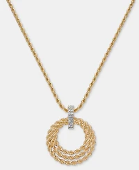 I.n.c. International Concepts Pave Triple Circle Pendant Necklace, 28-1/2" + 3" extender, Macy's Exclusive