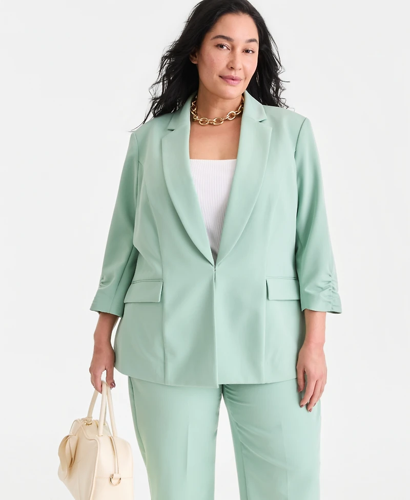 I.n.c. International Concepts Plus Kiss-Front 3/4-Sleeve Blazer, Macy's Exclusive