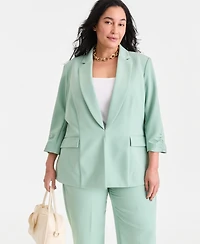 I.n.c. International Concepts Plus Kiss-Front 3/4-Sleeve Blazer, Macy's Exclusive