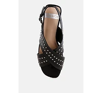 Calluna Stud Embellished Buckled Flats