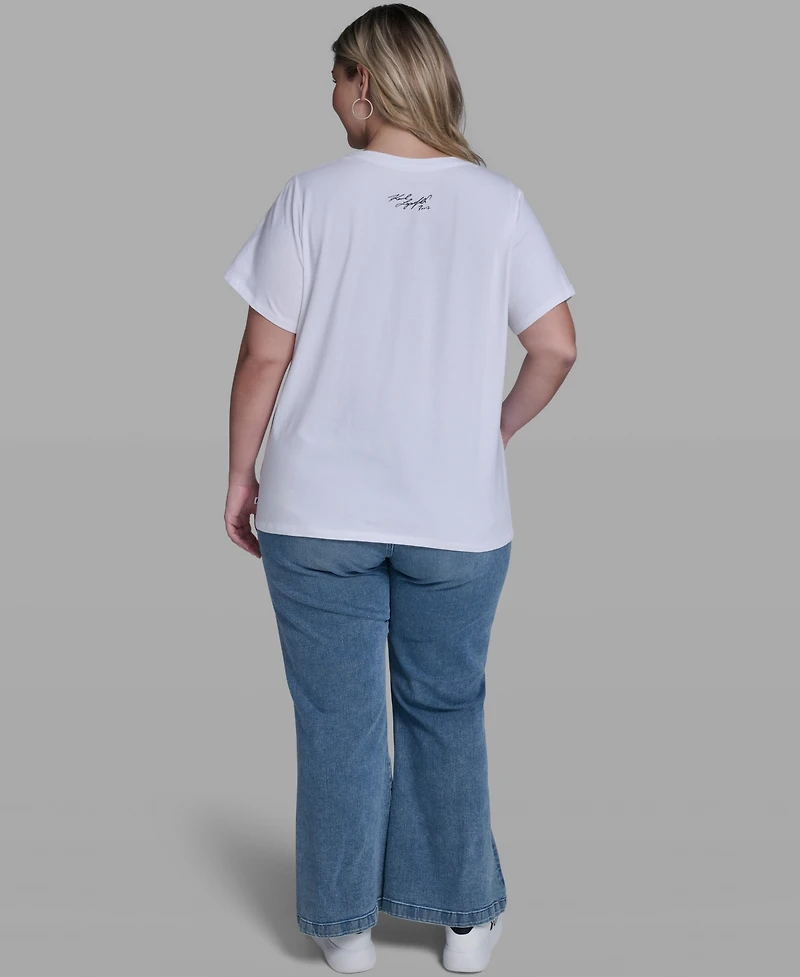 Karl Lagerfeld Paris Plus Short-Sleeve Crew Neck Top