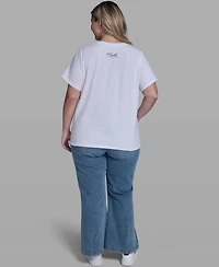 Karl Lagerfeld Paris Plus Short-Sleeve Crew Neck Top