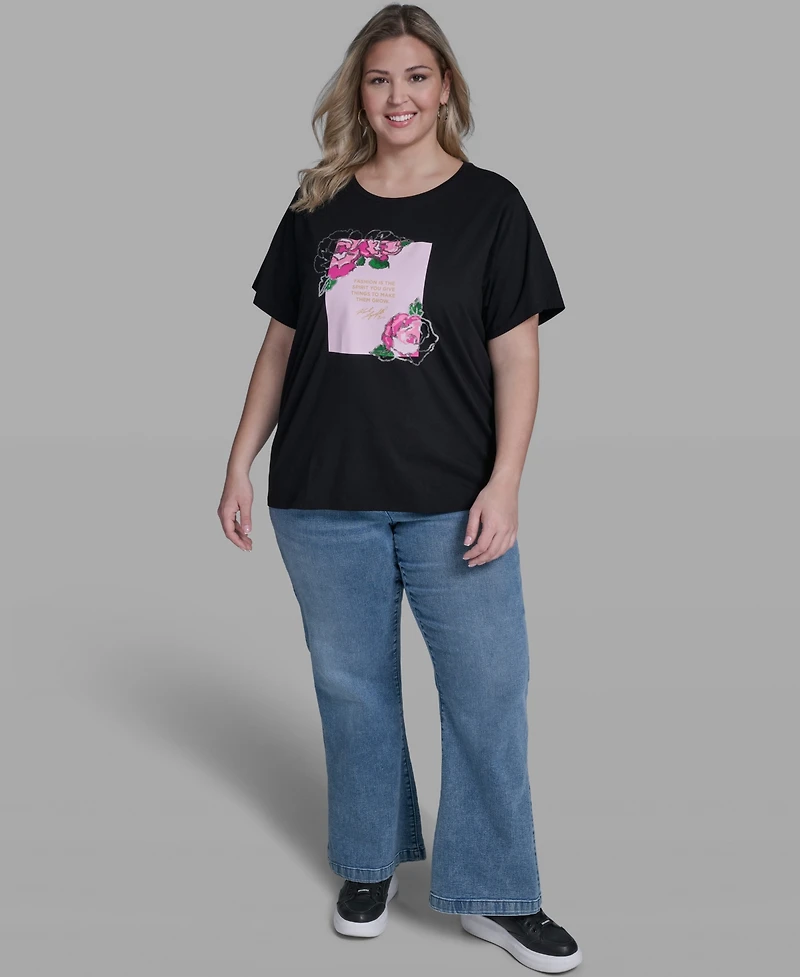 Karl Lagerfeld Paris Plus Size Short-Sleeve Crew Neck Top