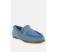 Nivena Fur Detail Denim Loafers