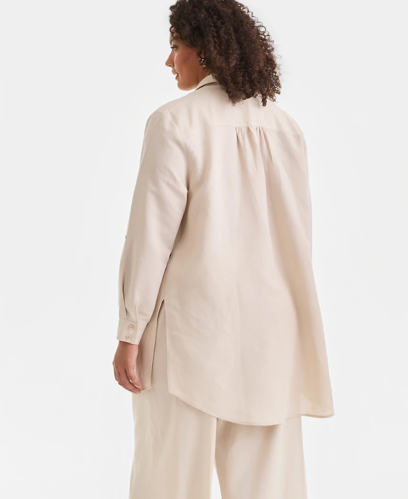 I.n.c. International Concepts Plus Linen-Blend Tunic, Exclusively at Macy's