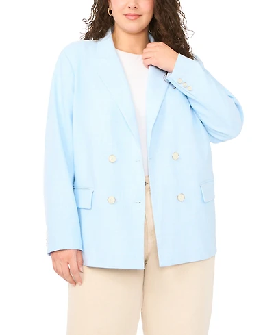 Vince Camuto Plus Double Breasted Flap Pocket Blazer
