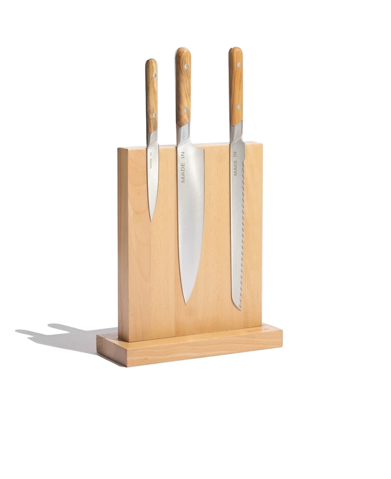 Made In Knife Block 3-Pc. Knife Set and Wood Handles