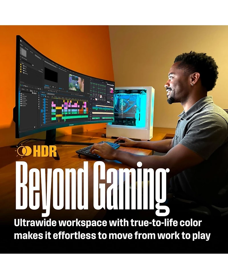 Westinghouse 49" Curved Ultrawide Gaming Monitor, 144Hz, Amd FreeSync, R1800 Curve,Built-in Speakers