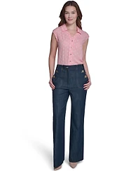 Tommy Hilfiger Women's Sleeveless Dot Collared Blouse