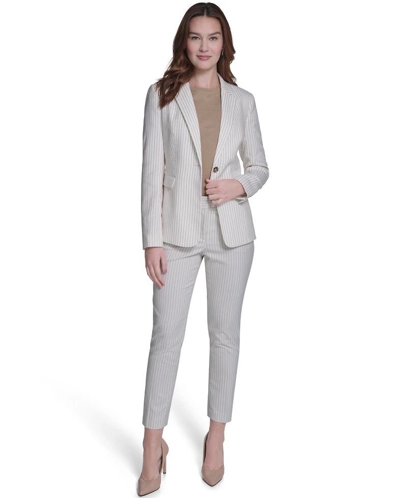 Tommy Hilfiger Women's Slim Fit Notch Collar Pinstripe Blazer