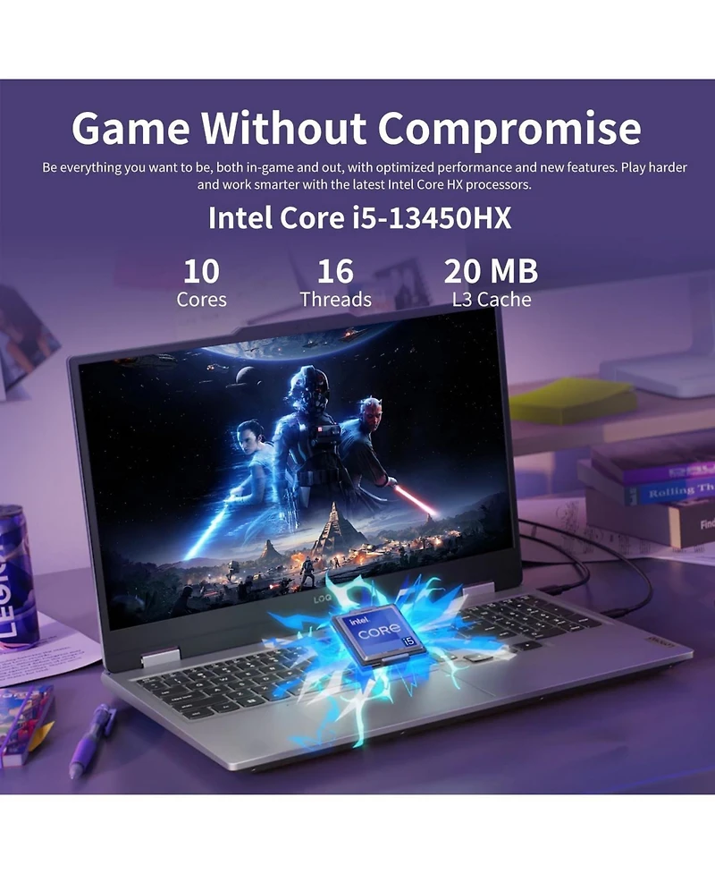 Lenovo Loq 17.3" Gaming Traditional Laptop Intel Core i5 13450HX 16GB Ram Nvidia GeForce Rtx 5050 1TB Ssd Storage Windows 11 Home Fhd 165Hz - Grey
