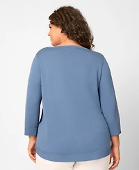 Melissa Paige Plus Anchor Textured Hi Low Boat Neck Sweater, Macy's Exclusive