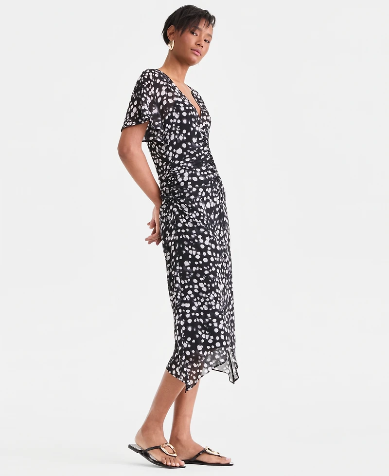 I.n.c. International Concepts Women's Printed Ruched Midi Dress, Macy's Exclusive