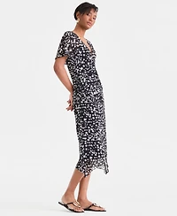 I.n.c. International Concepts Women's Printed Ruched Midi Dress, Macy's Exclusive
