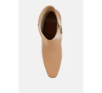 Obita Flared Heel Genuine Leather Boots Women